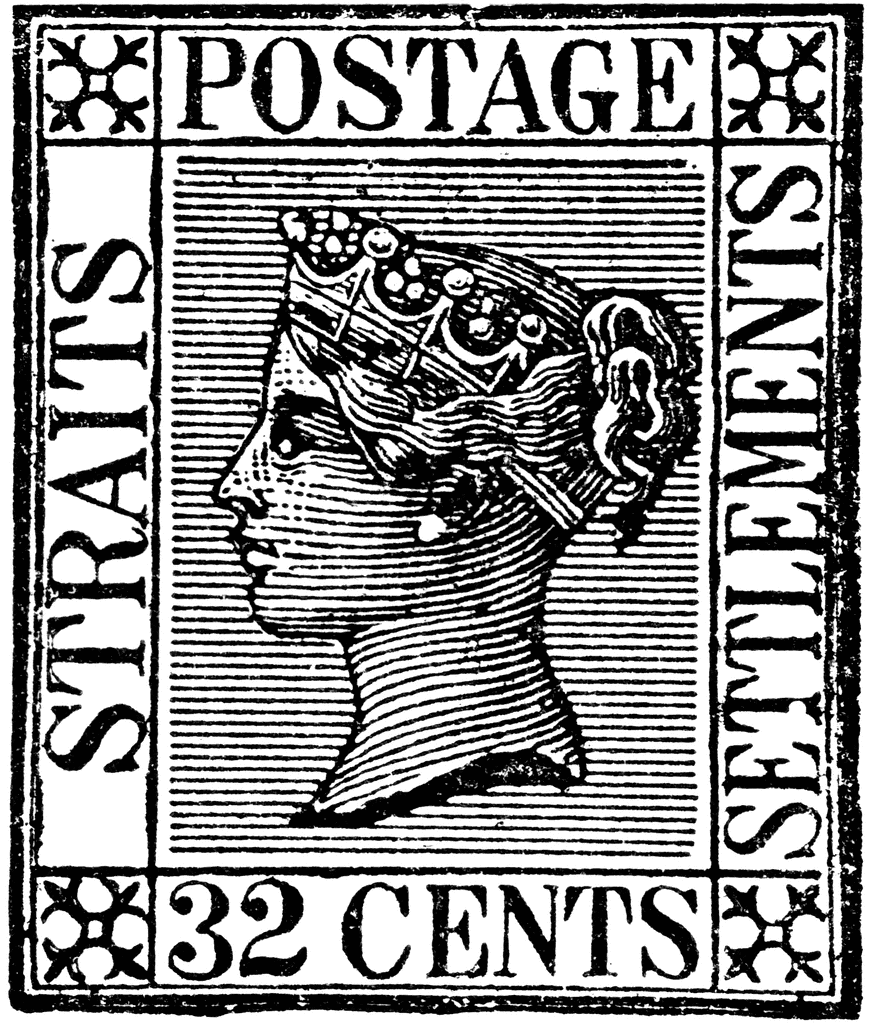 Straits Settlements 32 Cents Stamp 1868   Clipart Etc