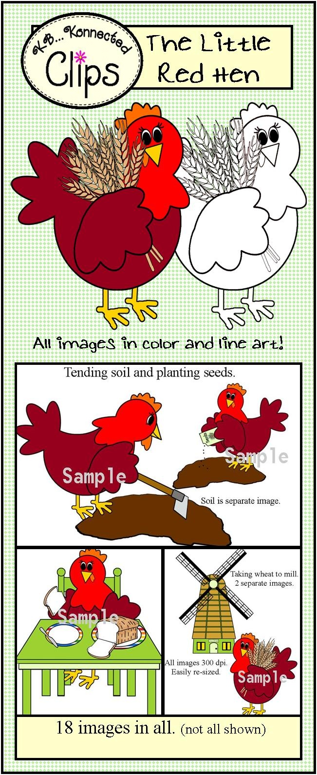 The Little Red Hen Clip Art Collection Commercial Use Welcome  Color    