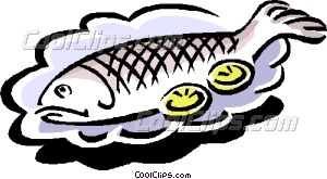 Whole Baked Fish With Lemon Vector Clip Art
