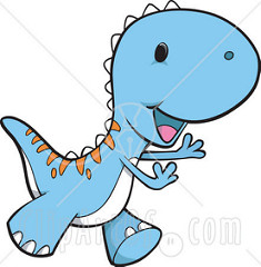   13496 Happy Playful Blue Tyrannosaurus Rex Dinosaur Clipart    