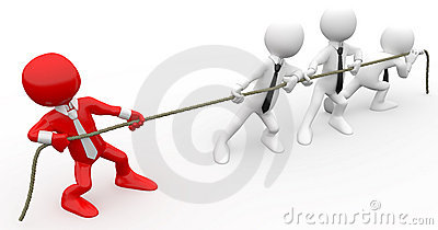 An Illustration Of Business Figures Playing Tug Of War