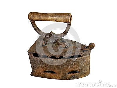Antique Iron For Ironing Clothes White Background 