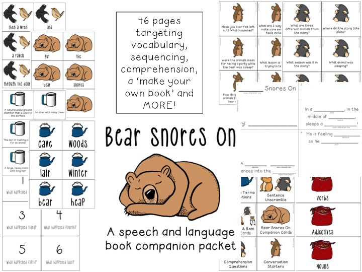 Bear Snores On Book Companion Packet   Speechymusings