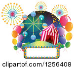 Circus Tent And Carnival Fireworks Over A Sign