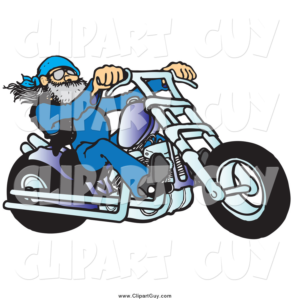 Clip Art Of Acool Biker Dude Riding A Motorcycle By Snowy    1275