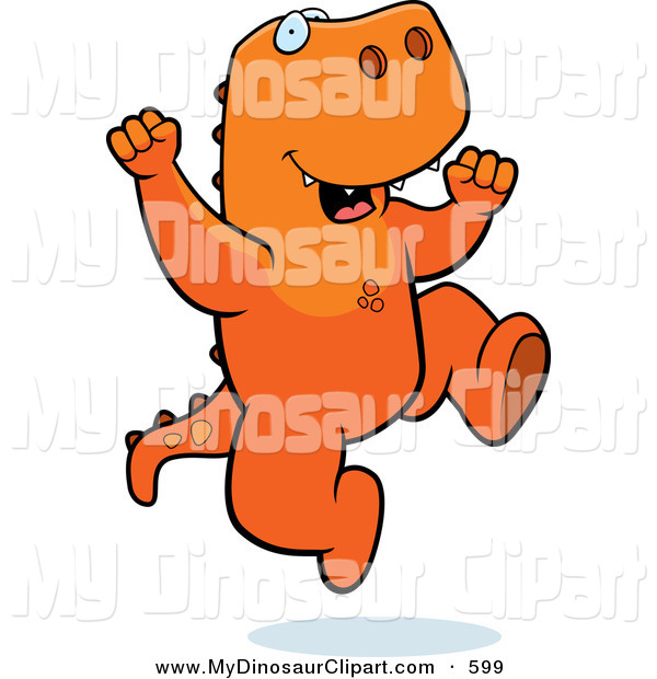 Clipart Of A Happy Orange T Rex Jumping By Cory Thoman    599