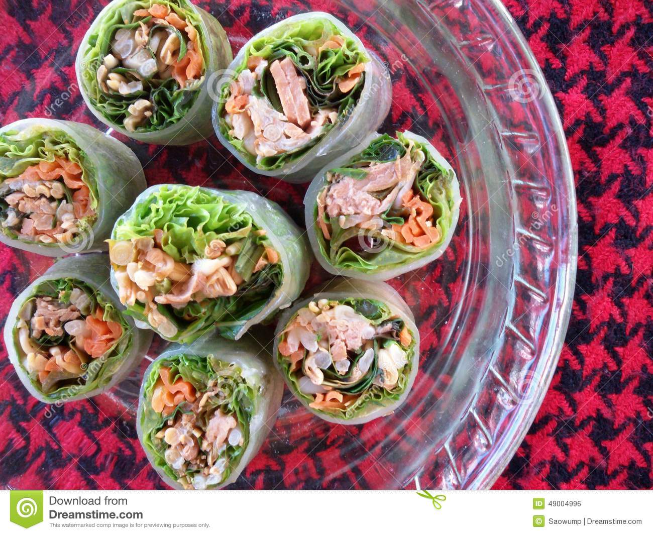Fresh Spring Rolls In Clear Bolw Stock Photo   Image  49004996