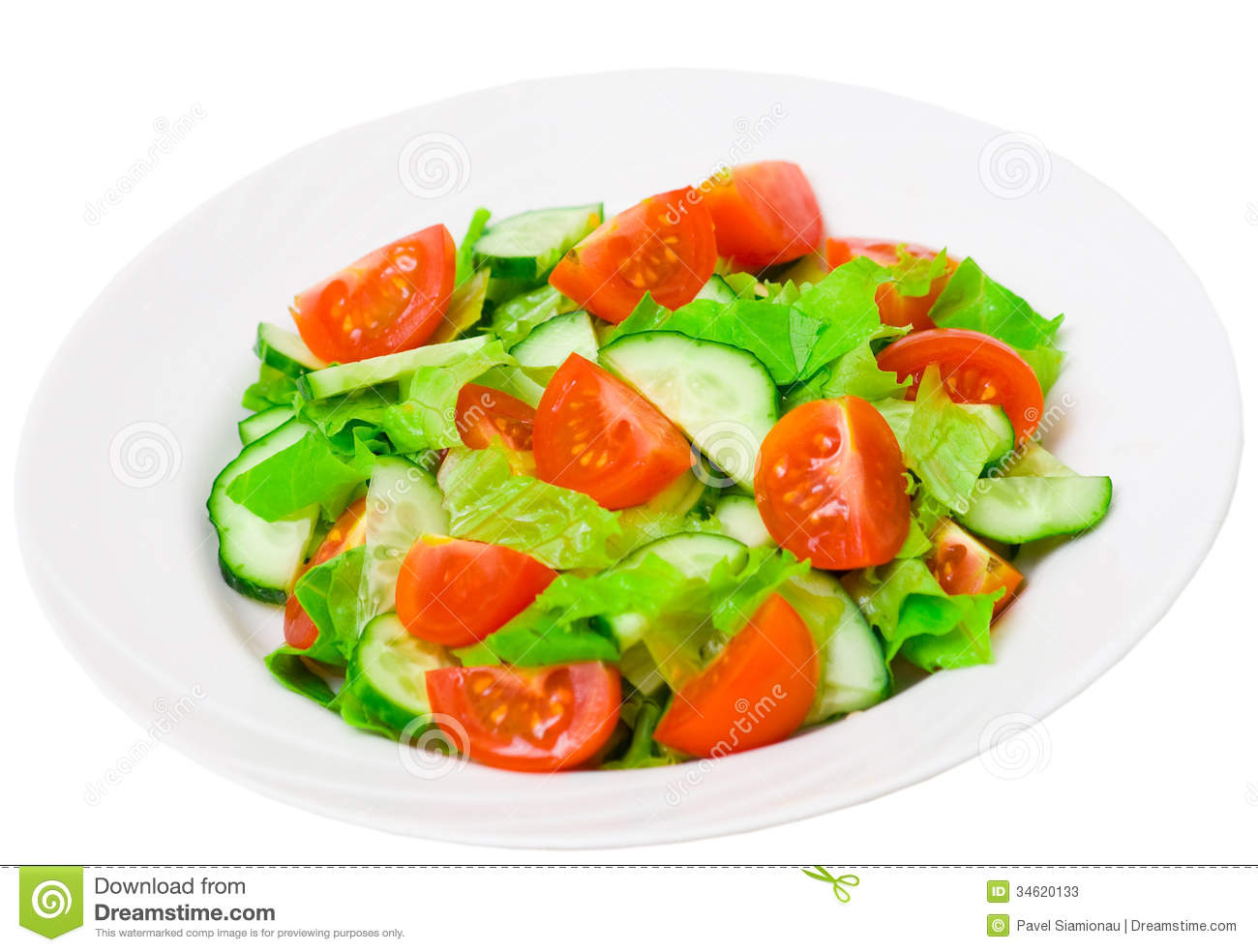 Fresh Vegetable Salad With Lettuce Tomato And Cucumber Stock Photos