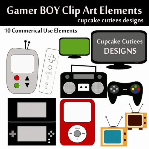 Gamer Boy Commerical Use Clip Art Elements Video Game Clipart