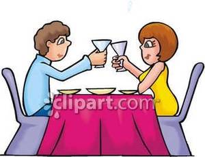 Man And Woman Eating Dinner At A Table Royalty Free Clipart Picture