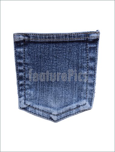 Photo Of Blue Jeans Back Pocket Isolated On White With Clipping Path