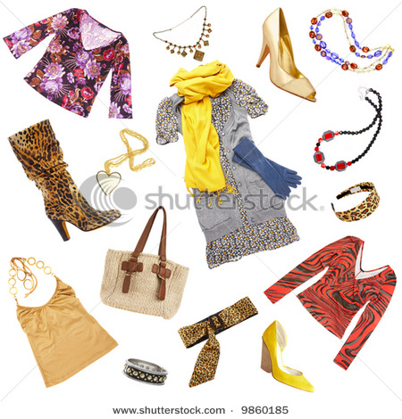 Picture Of Lady S Clothes And Accessories On A White Background In A    