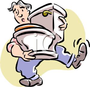 Plumber Carrying A Toilet Clip Art Image