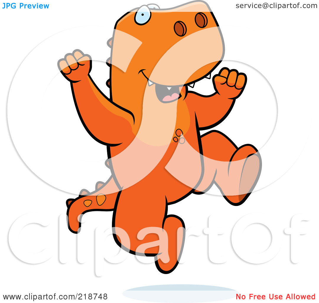 Royalty Free  Rf  Clipart Illustration Of A Happy T Rex Jumping By