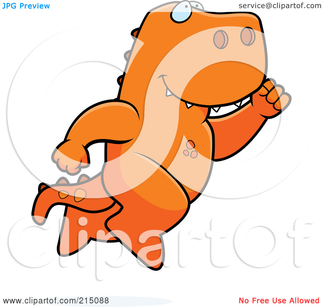 Royalty Free  Rf  Clipart Illustration Of A Happy T Rex Leaping By