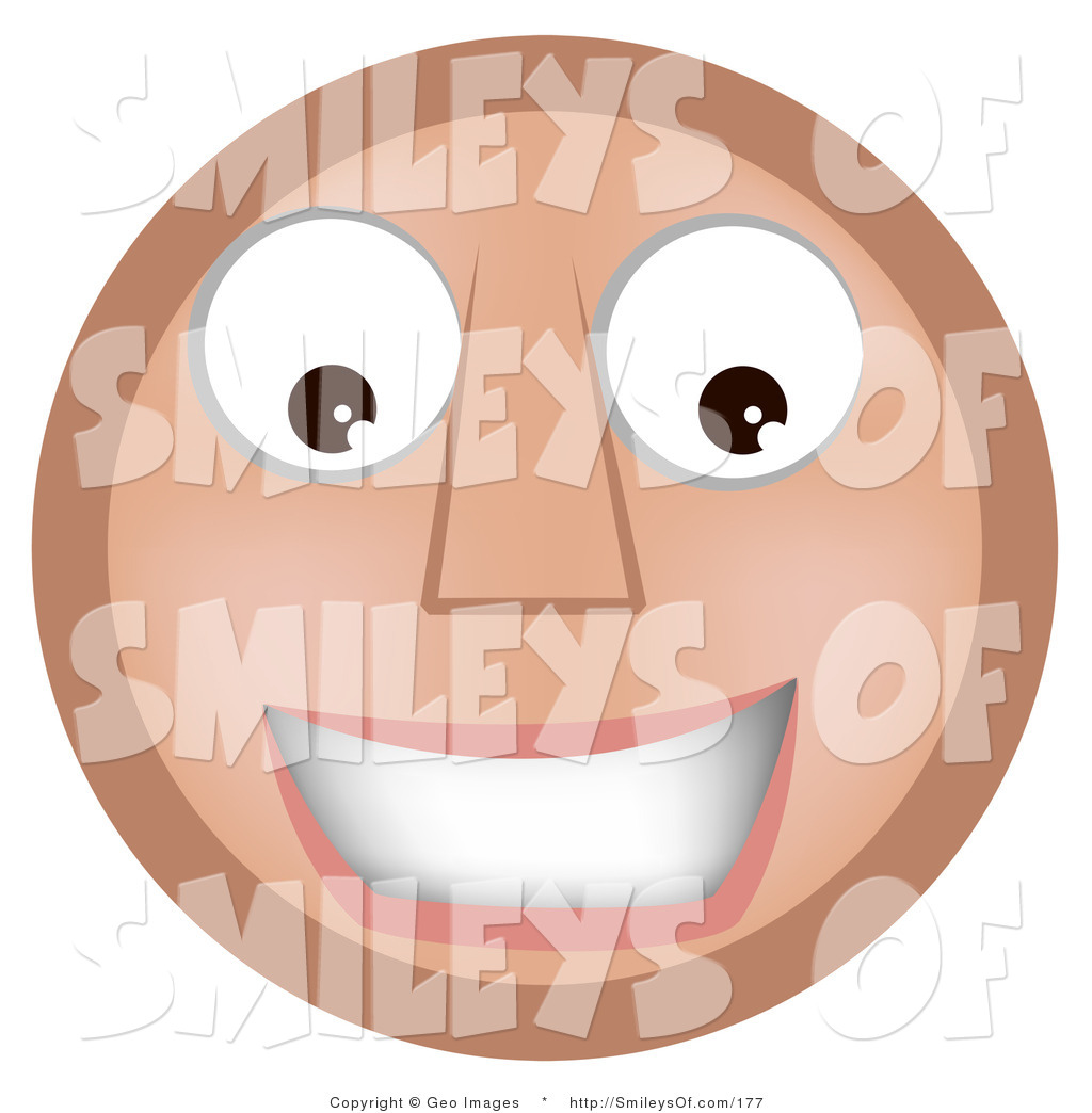     Smiley Vector Clipart Of Friendly Tan Smiley Face With A Large Smile