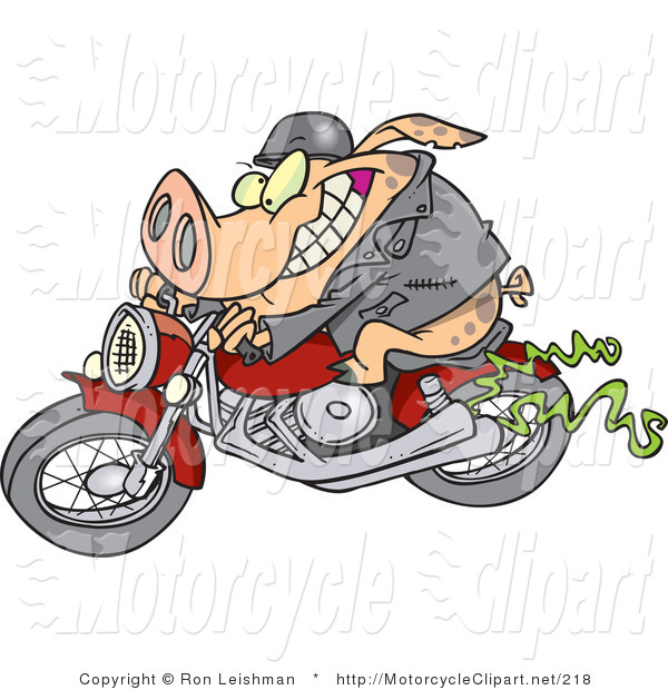 Transportation Clipart Of A Biker Pig By Ron Leishman    218