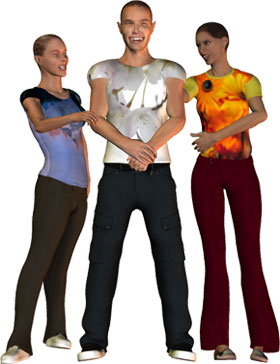 Two Women And A Man Standing While Wearing Casual Clothing