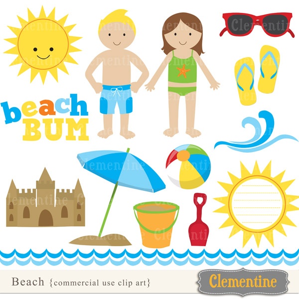Beach Clip Art Perfect For Use In Cards Or Invitations  Clip Art    