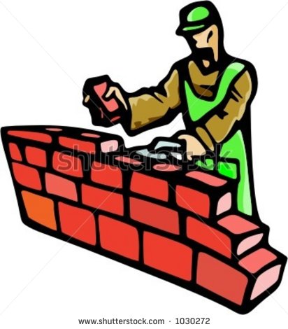 Brick Masonry Clipart Worker Building A Brick
