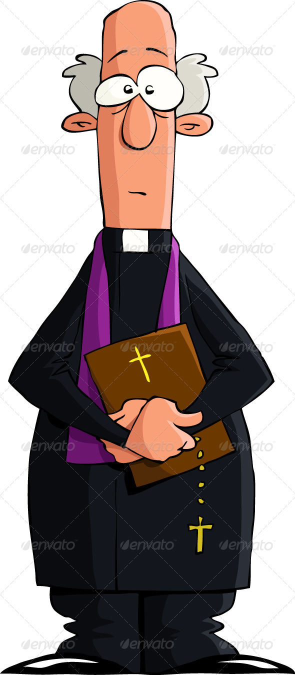 Catholic Priest With Bible  Isolated Object  No Transparency And