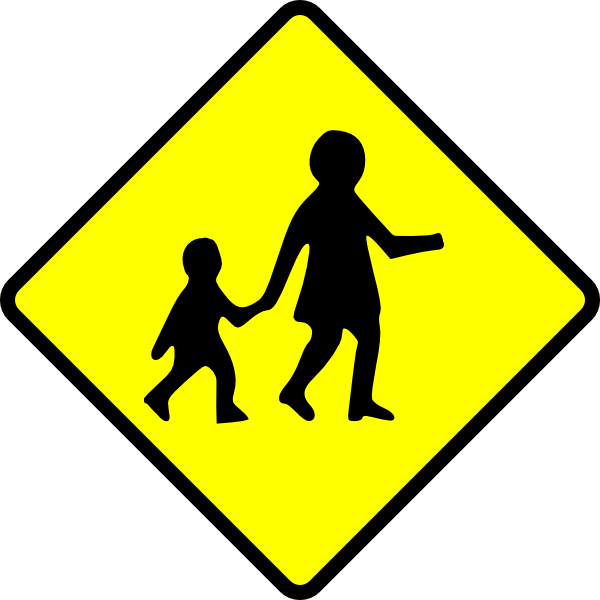 Children Crossing Caution Clip Art At Clker Com   Vector Clip Art