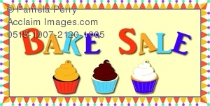 Clip Art Image Of A Bake Sale Sign With Cupcakes   Acclaim Stock