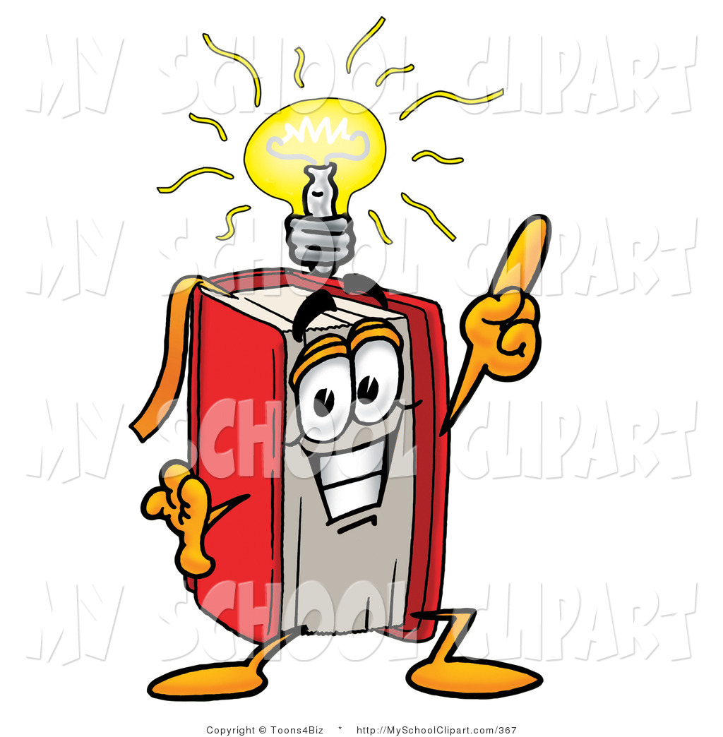Clip Art Of An Intelligent Red Book Mascot Cartoon Character With A