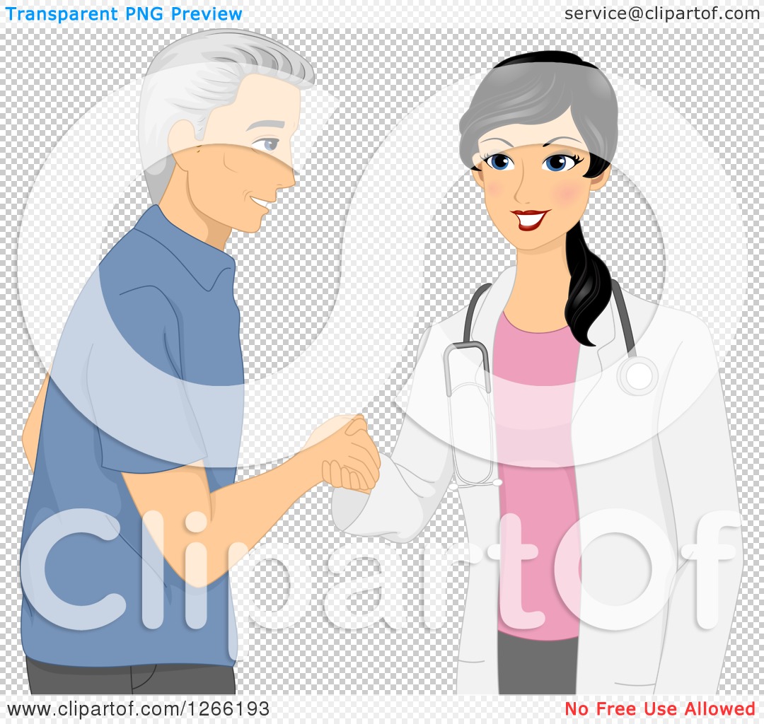 Clipart Of A Young Female Doctor Meeting With A Senior Male Patient    
