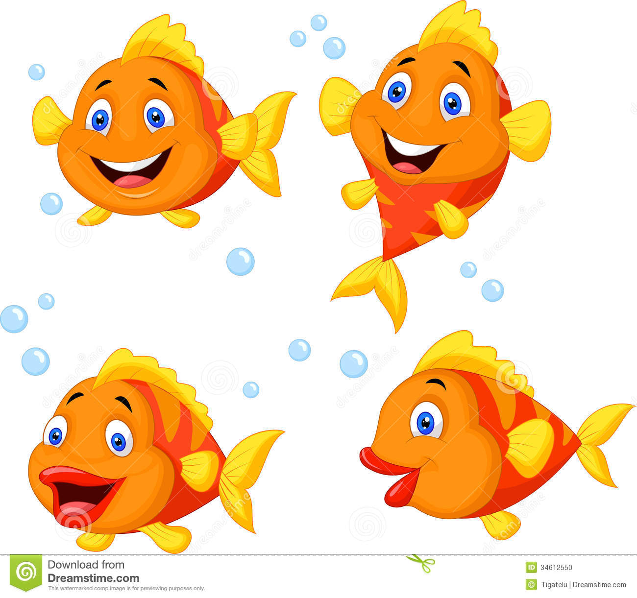 Cute Fish Cartoon Collection Set Stock Photo   Image  34612550