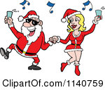 Drink And Dancing With A Sexy Mrs Clause Royalty Free Vector Clipart