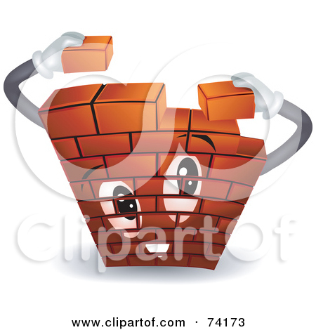 Free  Rf  Clipart Illustration Of A Brick Wall Character Building