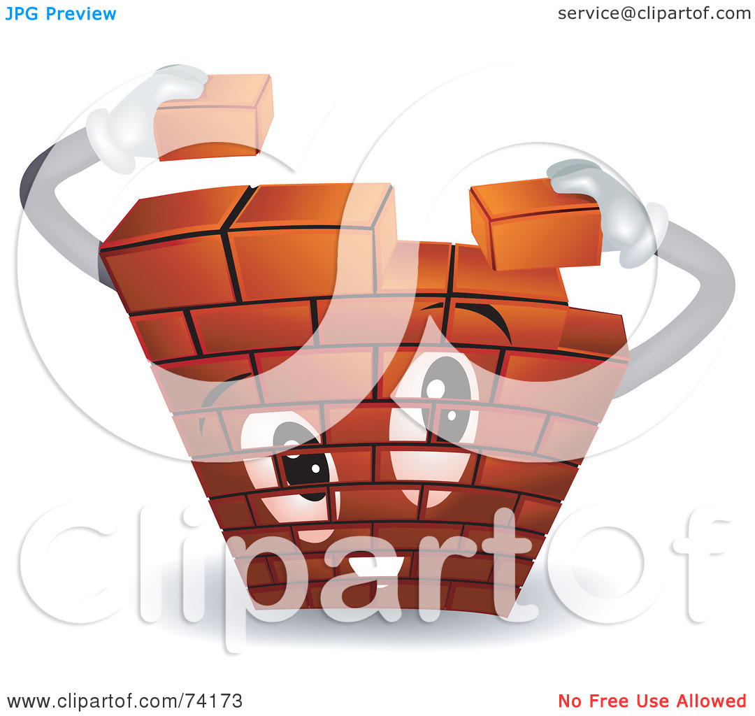 Free  Rf  Clipart Illustration Of A Brick Wall Character Building
