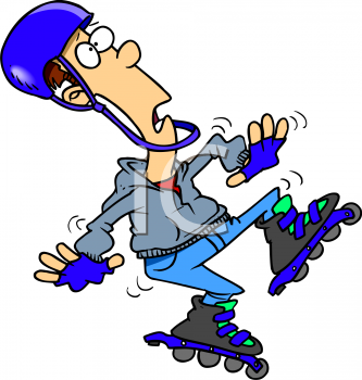 Man Wearing Rollerblades About To Fall   Royalty Free Clipart Picture