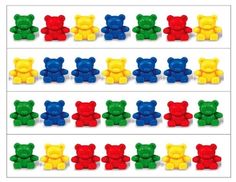Patterning Strips To Use With Red Yellow Green And Blue Teddy Bear    