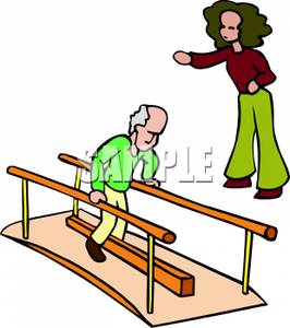     Physical Therapy With His Therapist   Royalty Free Clipart Picture