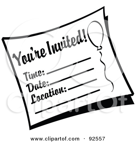 Rf  Clipart Illustration Of A Black And White You Re Invited Birthday