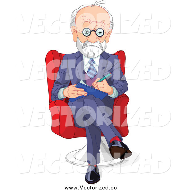 Royalty Free Clipart Of A Senior Male Psychiatrist Taking Notes By