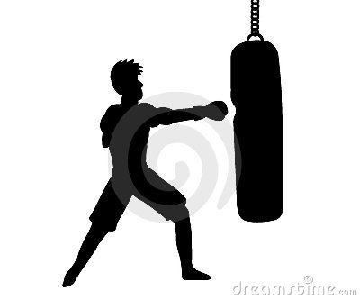 Silhouette Of Boxer And Punching Bag Royalty Free Stock Image   Image    