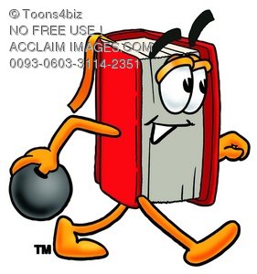 Stock Clipart Image Of A Cartoon Book Character Bowling   Acclaim