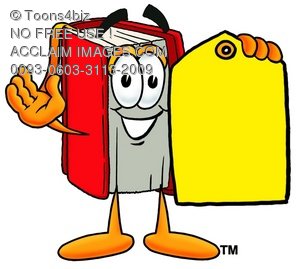 Stock Clipart Image Of A Cartoon Book Character Holding A Blank Price