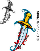 Sword With Blood In Cartoon Style For Tattoo Design