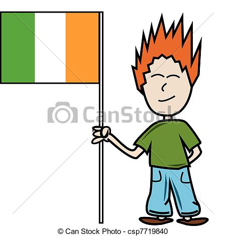 Vector Clipart Of Irish Flag   Proud Young Male Holding The Irish Flag    