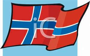 Waving Norwegian Flag   Royalty Free Clipart Picture