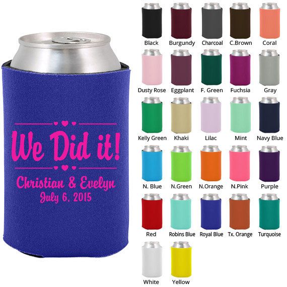 Wedding Coozies  Clipart 1619  We Did It   Personalized Koozies   Cus