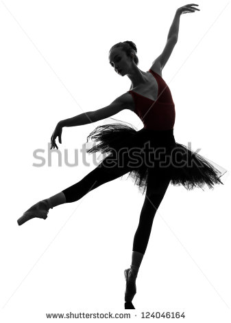 Ballet Dancer Dancing With Tutu In Silhouette Studio On Clipart