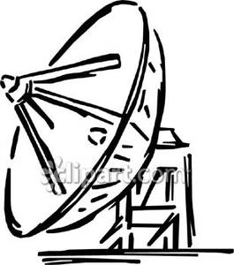 Black And White Satellite Dish   Royalty Free Clipart Picture