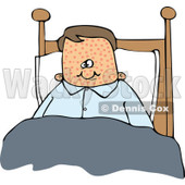 Boy Sick With Measles Sitting Up In Bed   Royalty Free Vector Clipart