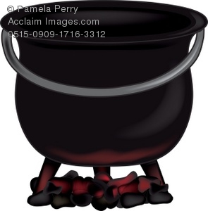 Cauldron Sitting On Hot Coals Royalty Free Clip Art Picture