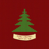 Christmas And New Year Knitting Card With Tree Royalty Free Stock    